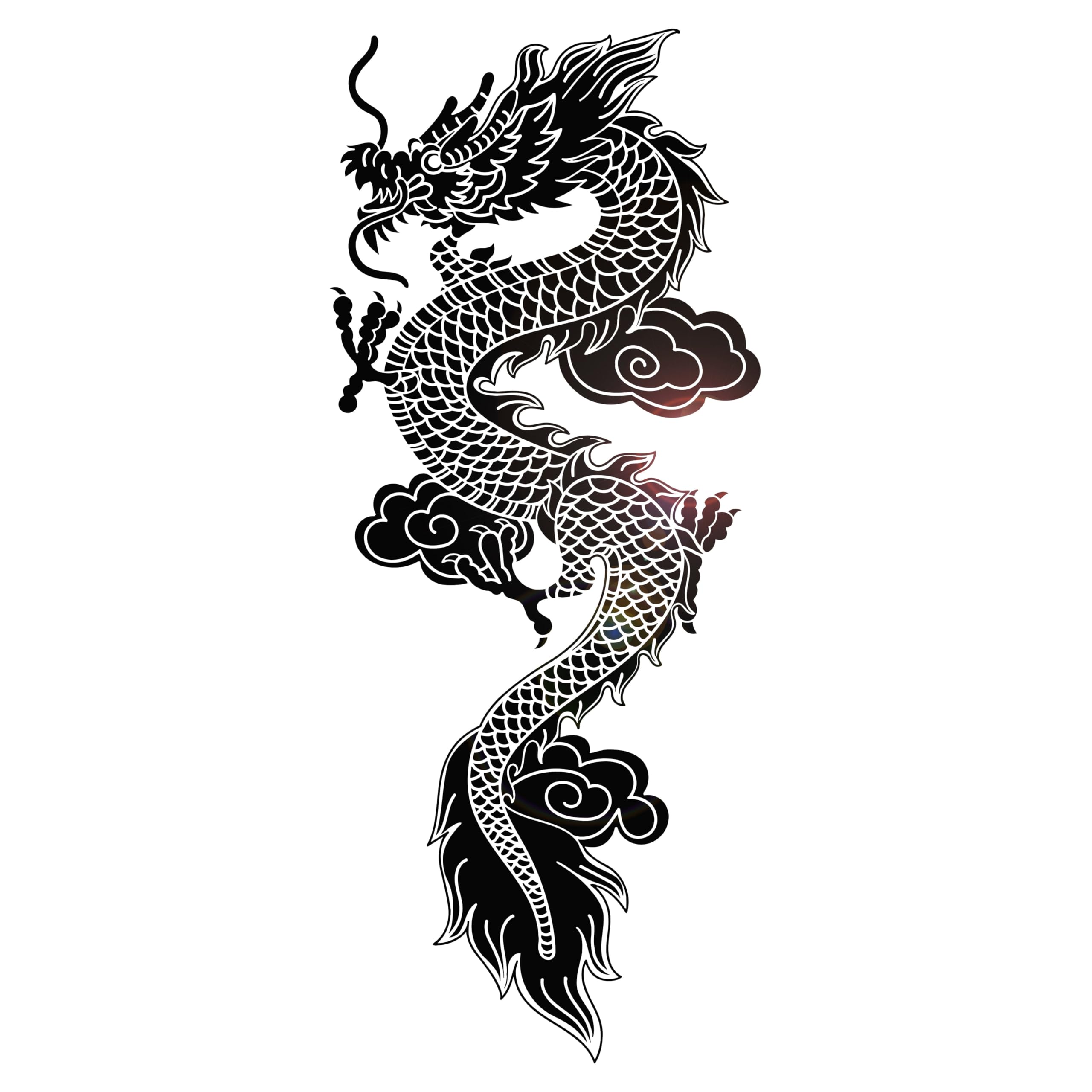 Vinyl Wall Decal Chinese Flying Dragon Fantasy Asian Style Stickers Large Decor (1358ig) Black