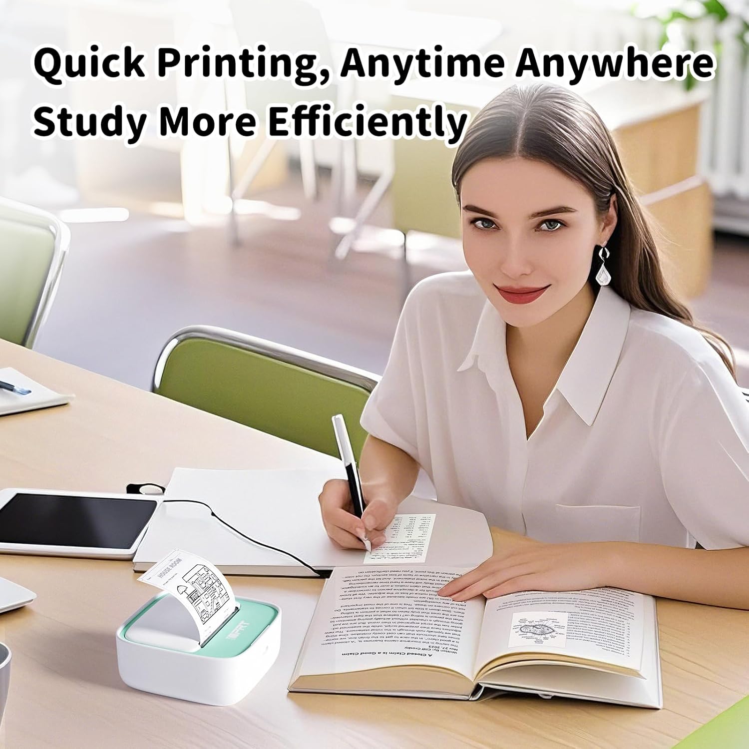 iDPRT Sticker Printer Portable Mini Printer, Bluetooth Thermal Inkless Sticker Maker Machine with 1 Roll Sticker Paper, Compatible with Smartphone, for Study Notes, Pictures, DIY, Label, Gift