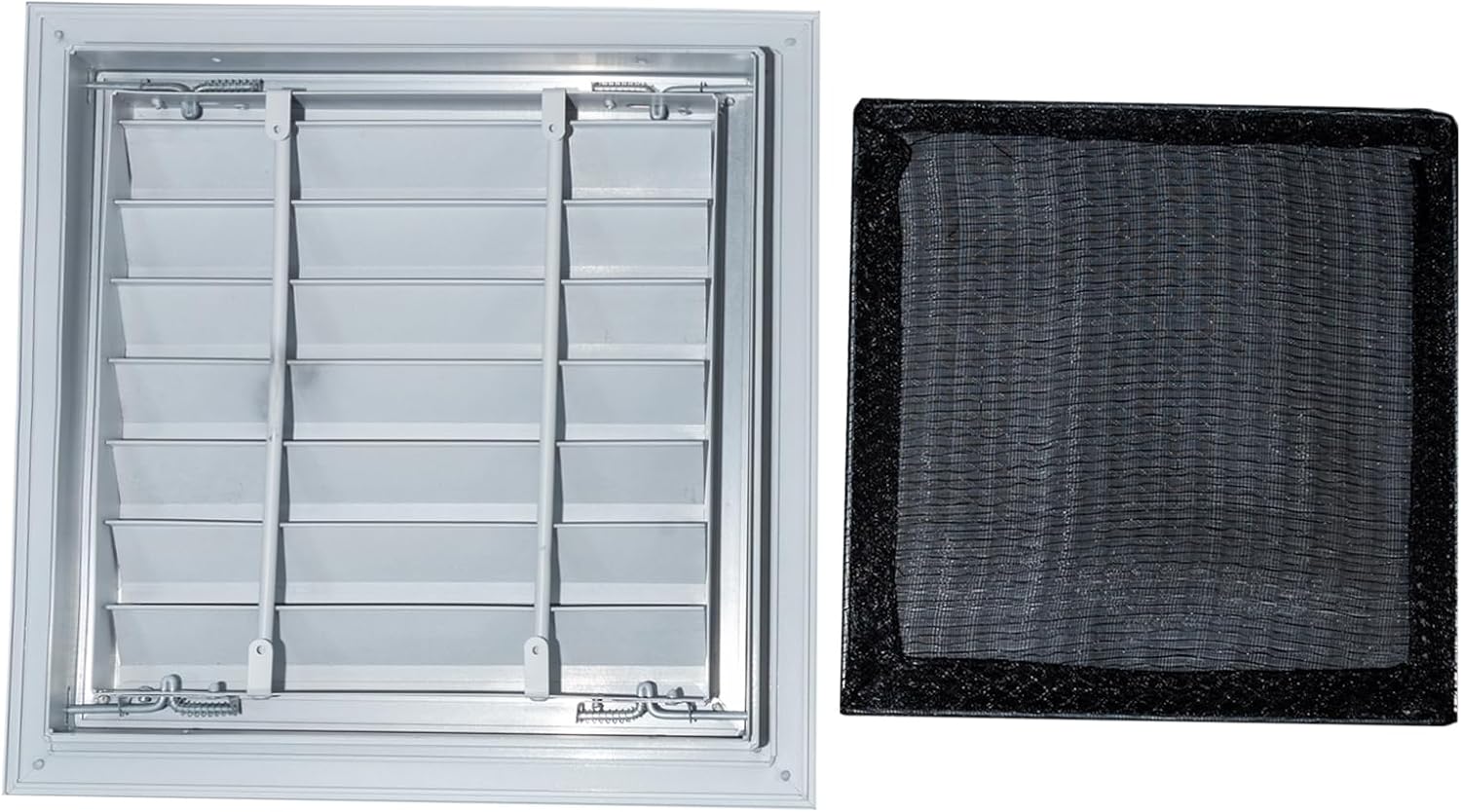 Return Air Vent Cover AC Grille for Ceiling & Wall Heater Air Intake Register White HVAC Diffuser Aluminum 45 Degree Hinged Louvre Grille with Strainer Return Air Filter Grille 12x12 Inch [Neck Size]