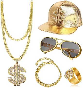 Aczyqws 1 Confezione Di Collane Gangster Hip Hop Rapper Gioielli Da - Foto 3