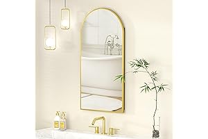 Arched Gold Medicine Cabinet Mirror with Wall-Mount Installation