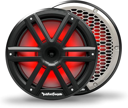 Rockford Fosgate M2-10HB Color Optix Multicolor LED Iluminado 10" Altavoces coaxiales de grado marino con altavoz de agudos de bocina - Negro (par)