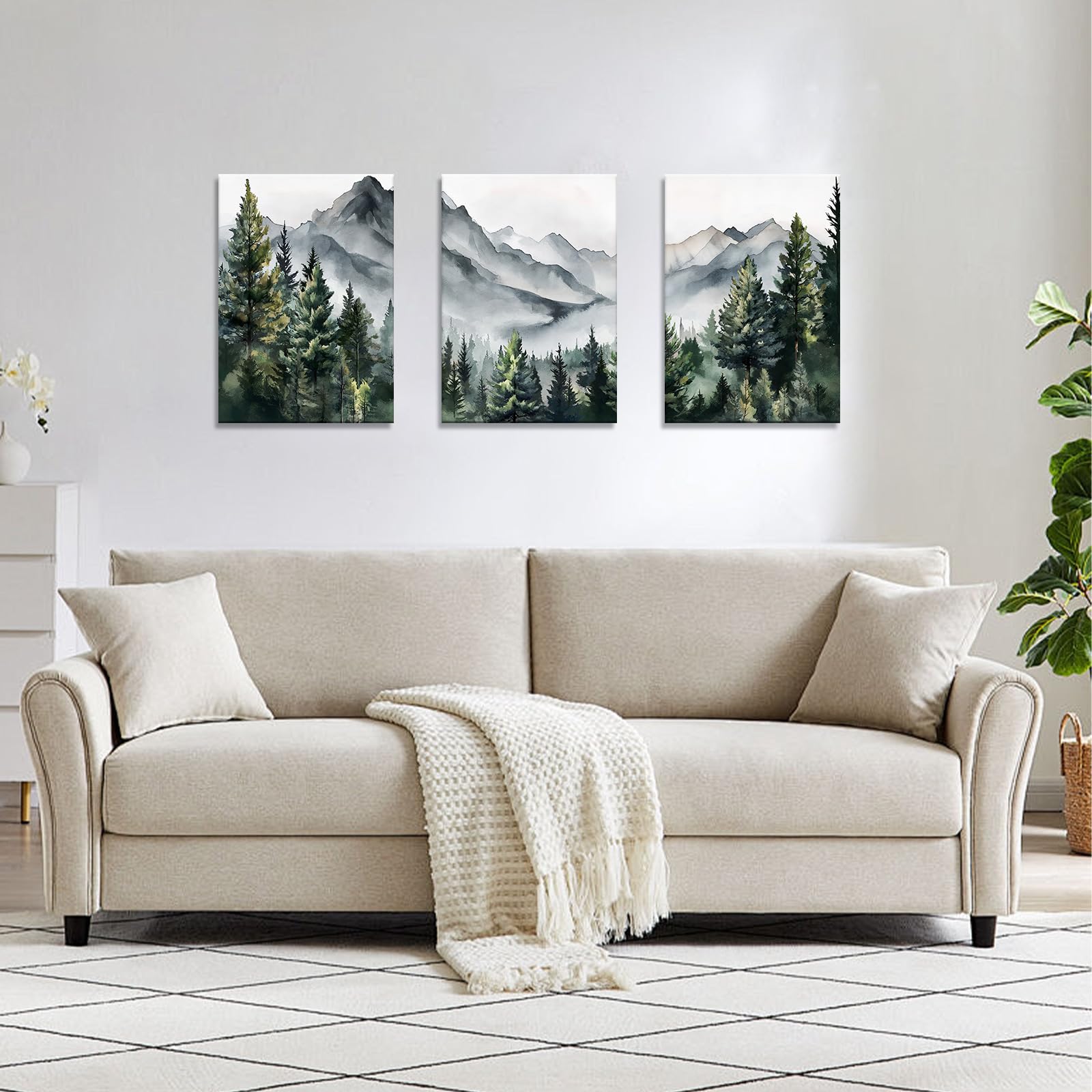 Abstract Mountain Art Prints - 3 Panel Canvas Wall Decor -5