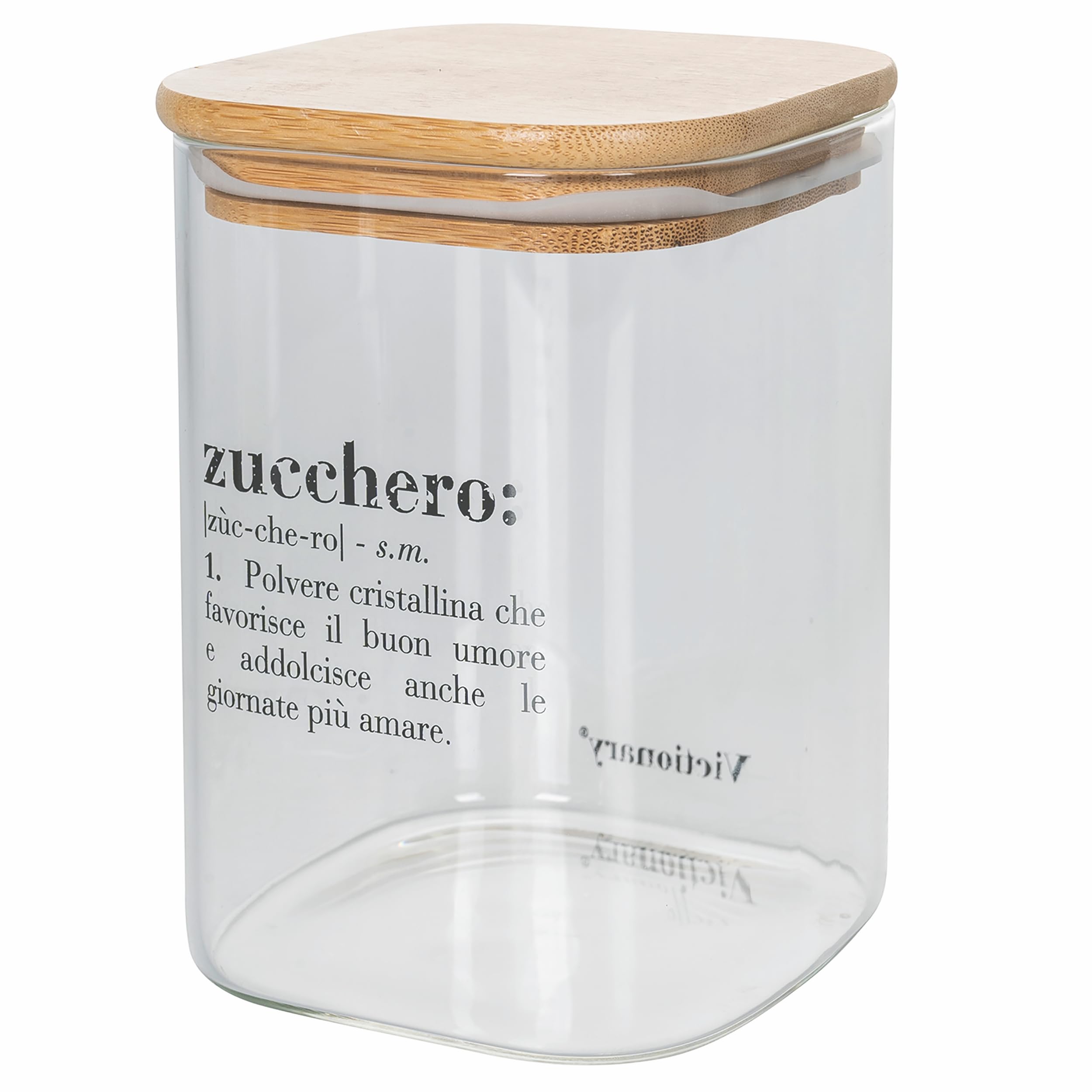 Villa d'Este Home Tivoli Victionary Glass Sugar Jar 1L Bamboo Lid