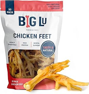 Big Lu – Nail-Free Chicken Feet Dog Chews, (30-Pack) | 100% Natural Single-Ingredient Treats, Rawhide-Free, Long-Lasting, Rich in Glucosamine and Chondroitin for Joint Health