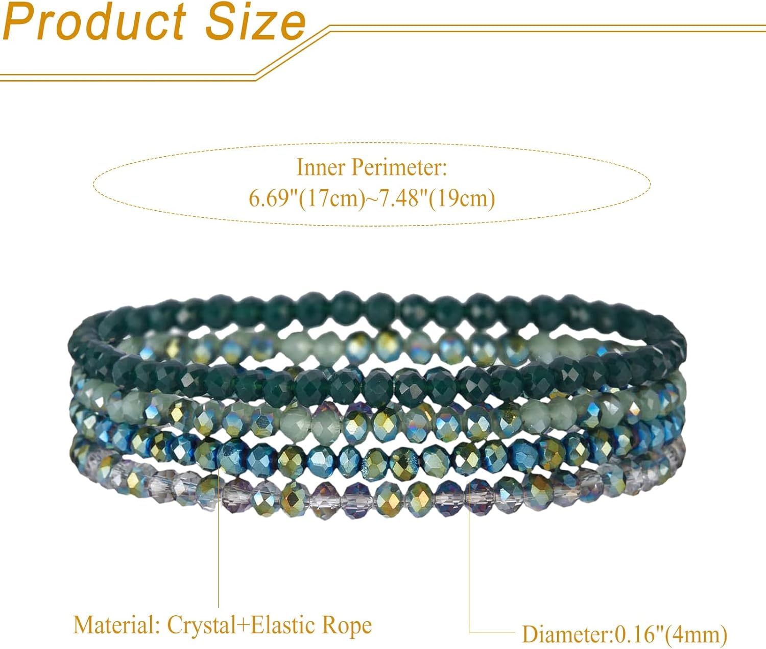 Cupimatch Women's Bohemian Beaded Bracelet: Stackable Crystal Bead Bracelet Layered Handmade String Colorful Elastic Bracelet Jewelry Gift for Women - Image 4