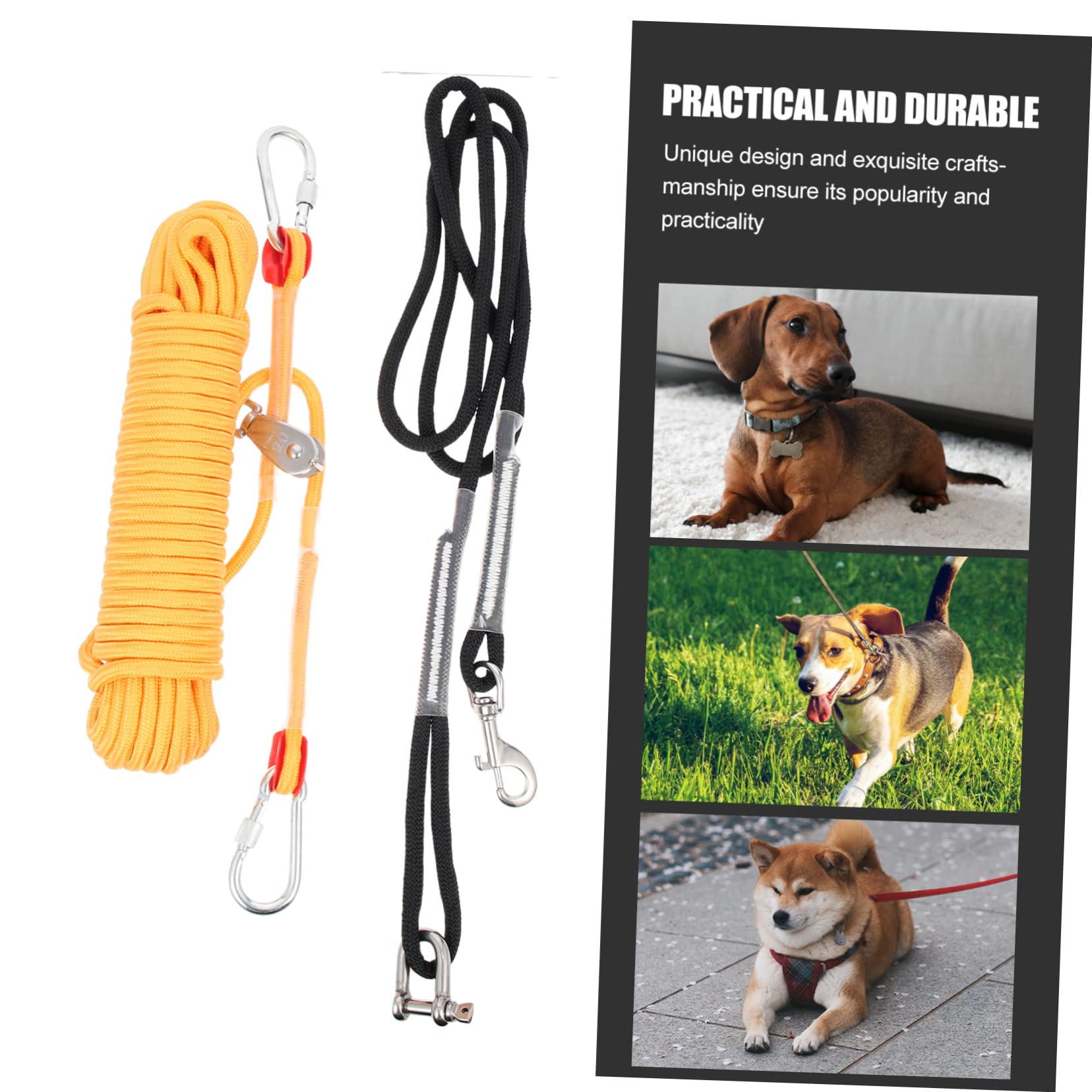 Happyyami Cable para Perros de Acampada Cadena Resistente Gancho 360° Accesorio para Cachorros Nylon para Entrenamiento y Paseos 10 Metros