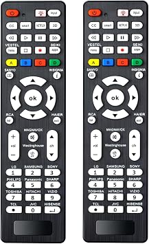 [2 Pack] Universal TV Remote for Samsung,LG, Sony, Sharp, Vizio, Philips, Toshiba, Hitachi, Sanyo, JVC, TCL, Hisense, Vestel, Seiki, Insignia, Magnavox, haier, Panasonic All Series TV