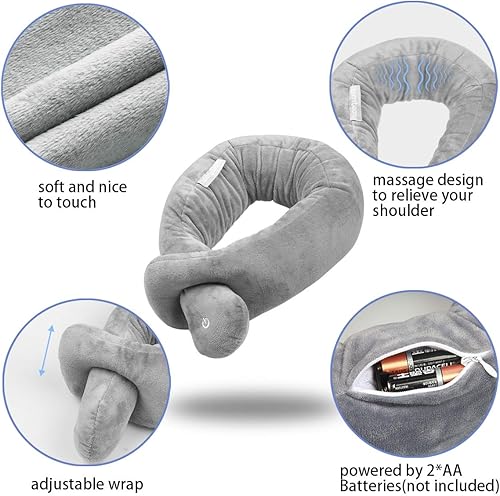 Miniatura 2 de Almohada para el cuello, almohada de viaje inalámbrica para masaje de vibración, suave al tacto, transpirable, soporte para la cabeza para sofá de