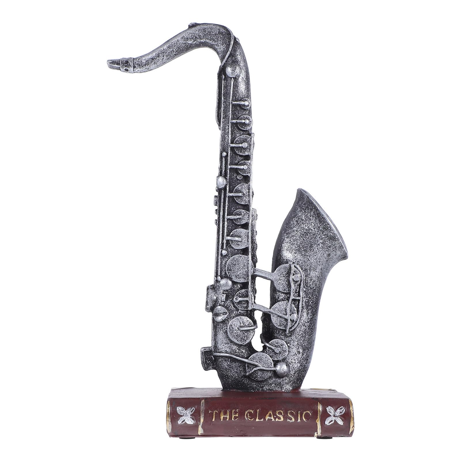 Ornement artisanal pour cabinet à vin déco saxophone argenté