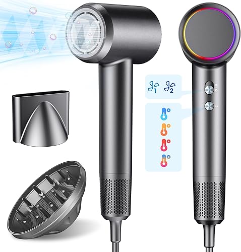 Secador de pelo con motor sin escobillas de alta velocidad de 130000 RPM, 500 millones de termocontrol iónico negativo, secador de pelo, secador de