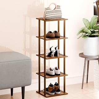 Vertical Shoe Rack, Narrow Shoe Storage Organizer for Entryways, Closets, Bedroom, Tall Shoe Shelf Shoe Rack Shoe Storage Stand, Space Saving, Easy to Assemble 5-Tier
