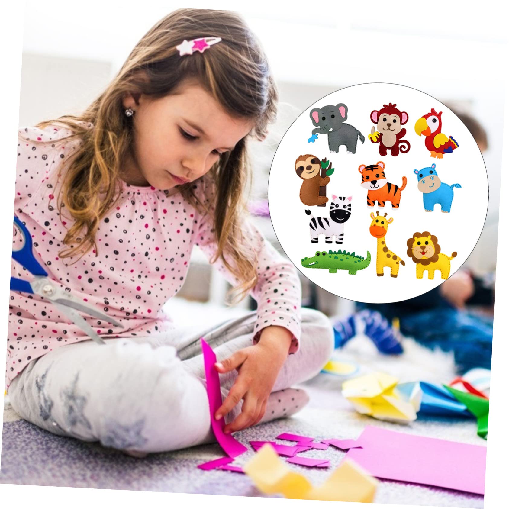 KOMBIUDA 1Set DIY Felt Jungle Animals Crafting Sewing Kit for Adults Educational for Beginners Fun Sewing with Easy Instructions Present for Creative Play