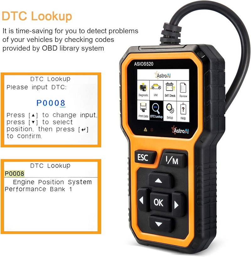 AstroAI OBD2 ASIOS520 Escáner Automotriz Professional, Lector de Códigos Universal