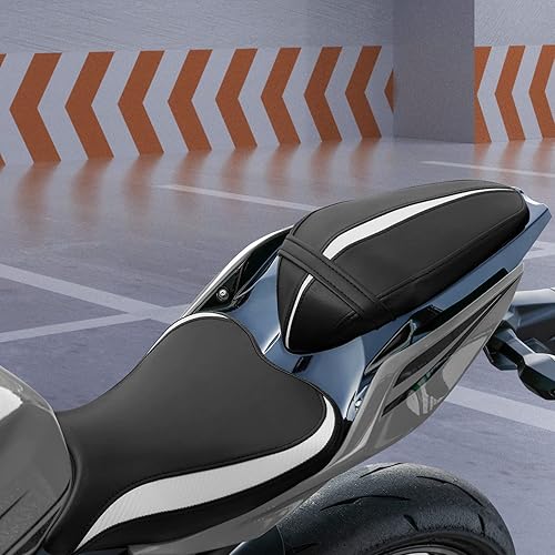 Miniatura 2 de TCT-MOTORPARTS Cojín de asiento de conductor y pasajero para Kawasaki Ninja 400 2018-2024 Z400 2019-2024 (negro #5)