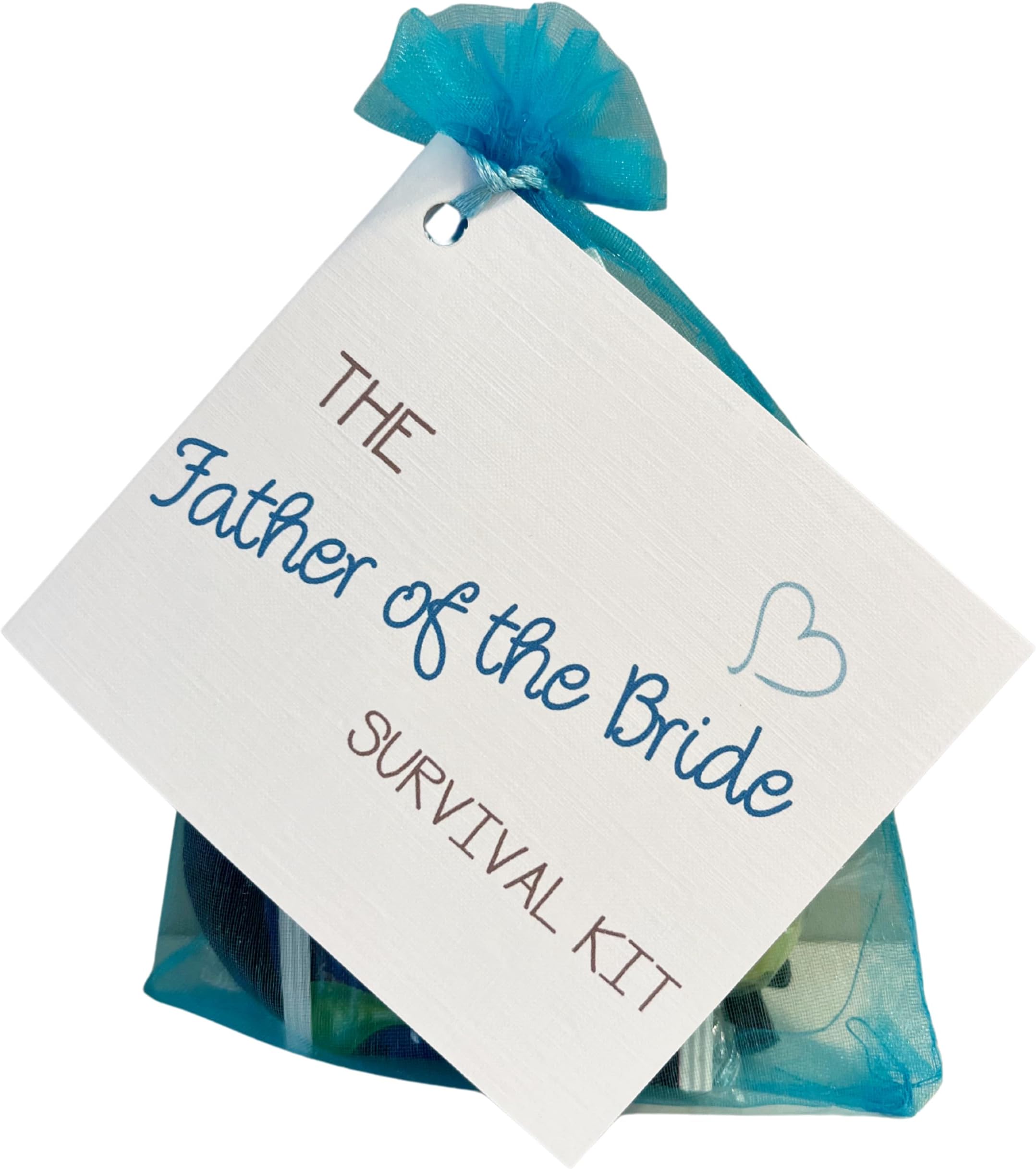 Father of the Bride Gift Kit – Sentimental Wedding Day or Bridal Shower Gift in Blue Organza Bag – Heartfelt Keepsake with Linen Message Card