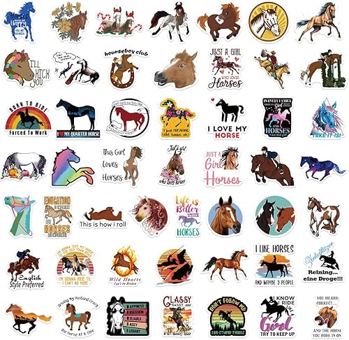 Miniatura 6 de Calcomanías para equitación paquete de 50 calcomanías divertidas para niñas niños y adolescentes calcomanías impermeables de vinilo para laptop