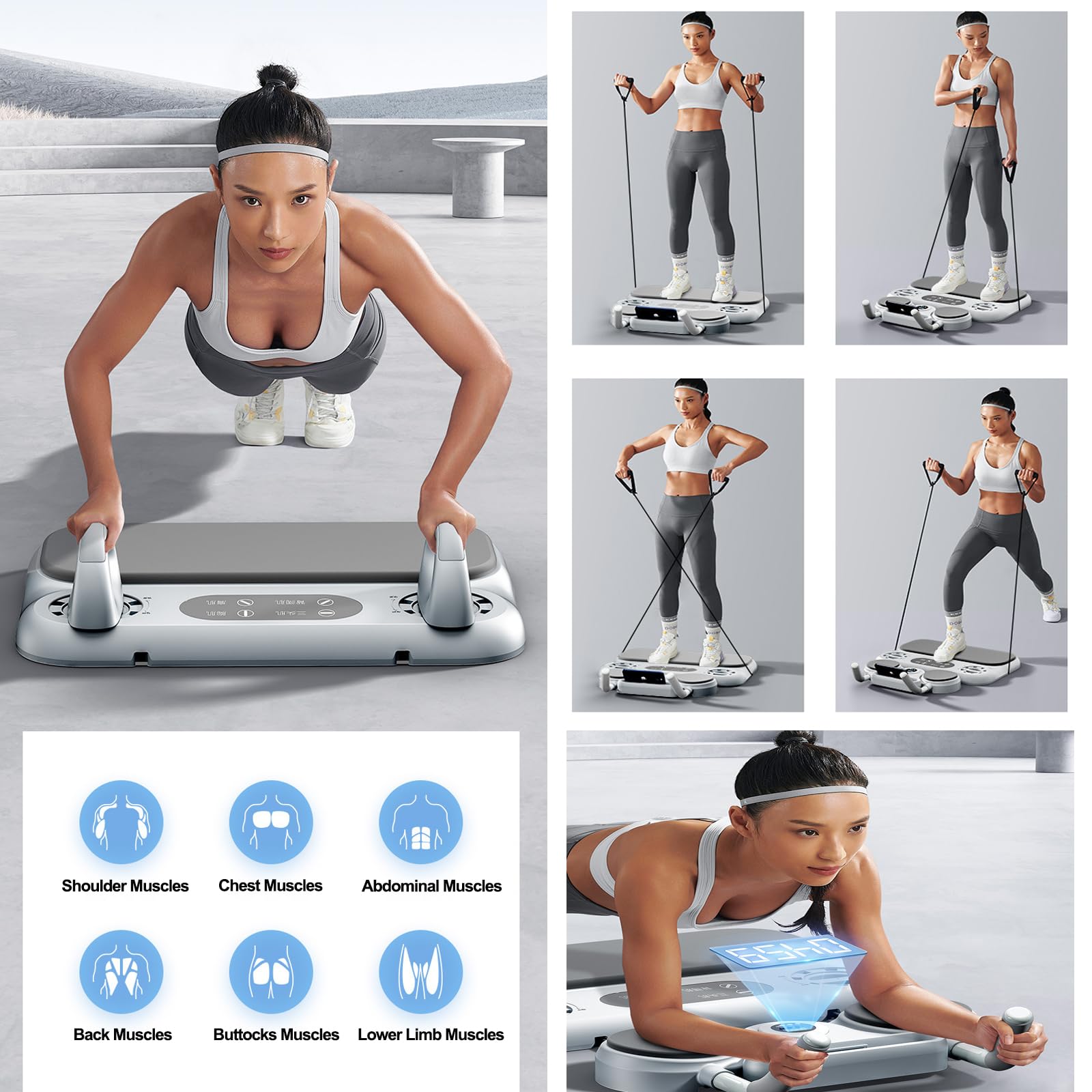 Zestaw do pilatesu – wielofunkcyjna deska do pilatesu, rolka Ab, kółko do ćwiczeń, przenośna deska pushup do treningu siłowego i ćwiczeń fitness