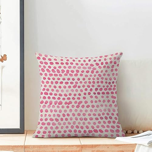 Miniatura 6 de CXMEIFLY Fundas de Almohada Preppy 18x18 Pulgadas Juego de 2 Lunares Rosados Decoración de Exteriores Almohadas Decorativas para Sofá Diseño Bohemio