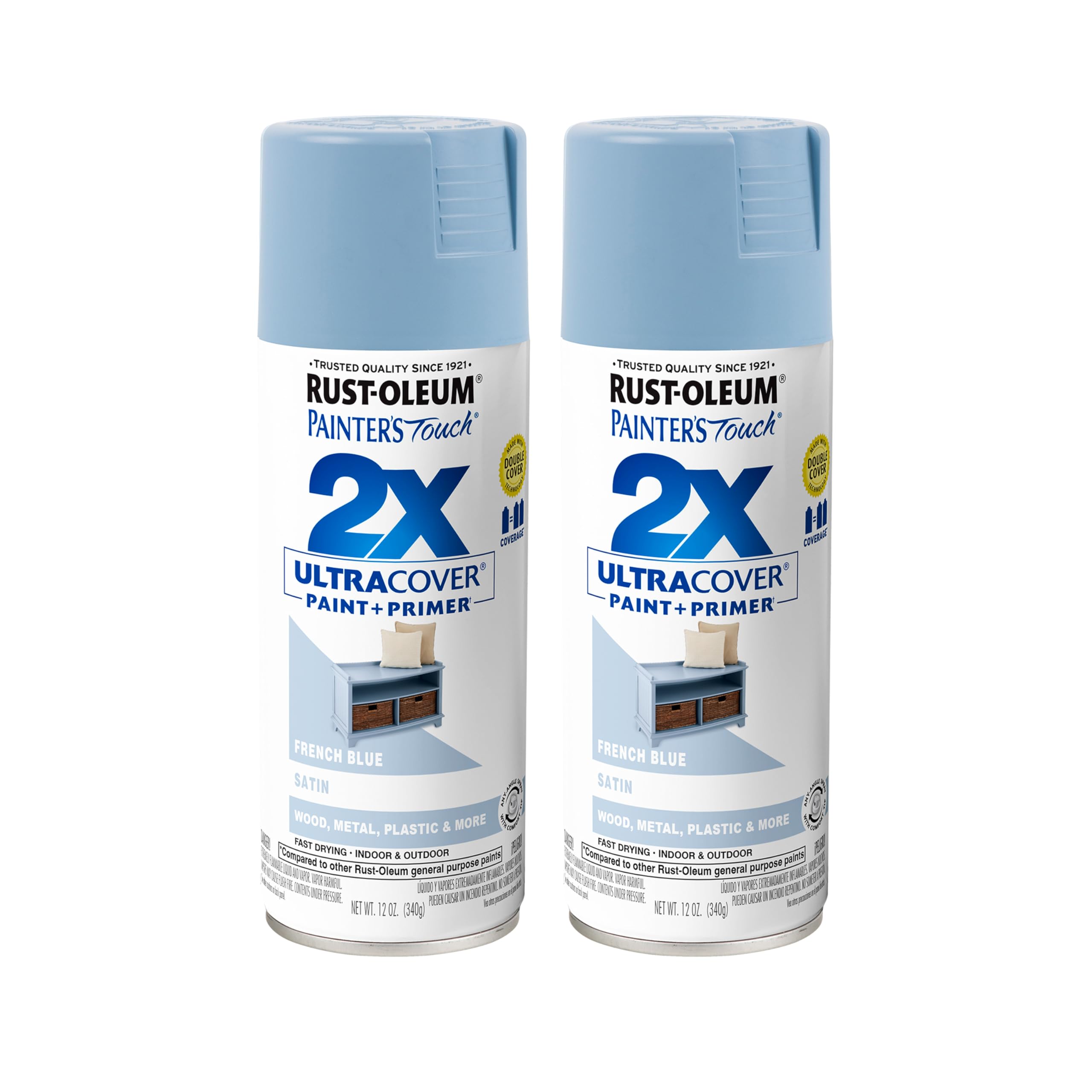 Rust-Oleum Painter's Touch 2X Ultra Cover Spray Paint, Satin French Blue