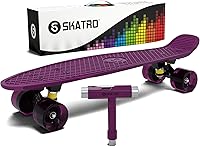 Vista 8 de Skatro - Monopatín modelo mini cruiser. Tablero de plástico de estilo retro de 22 x 6 pulgadas.Viene completo.