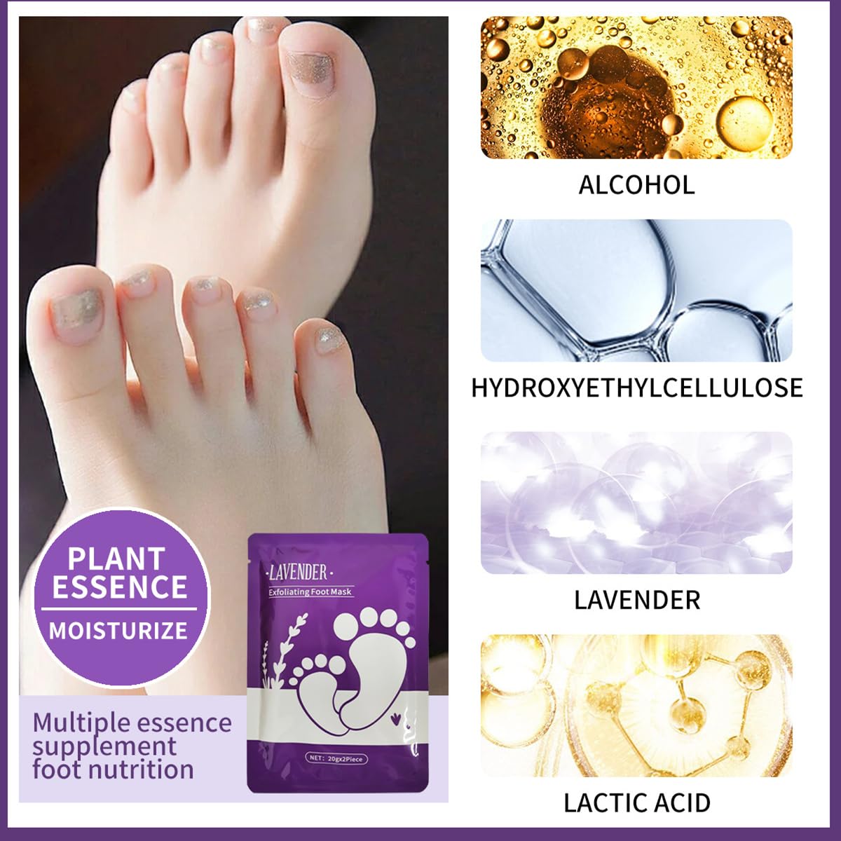 Foot Peel Mask & Exfoliating Socks - Hydrates Dry Cracked Feet, Removes Dead Skin and Calluses for Men and Women - Professional Foot Care​ (12PCS)