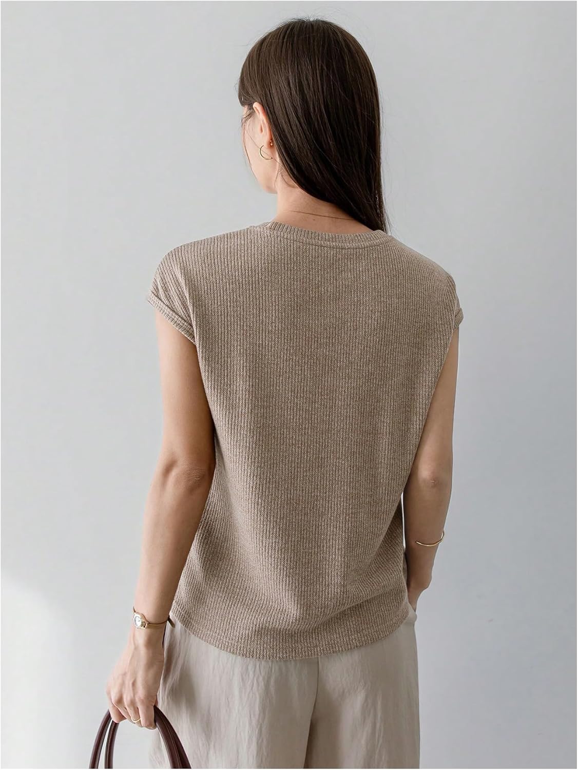 SHENHE Women's Short Sleeve Sweater Casual Crew Neck Knit Lightweight Sweater Pullover Top - Image 3