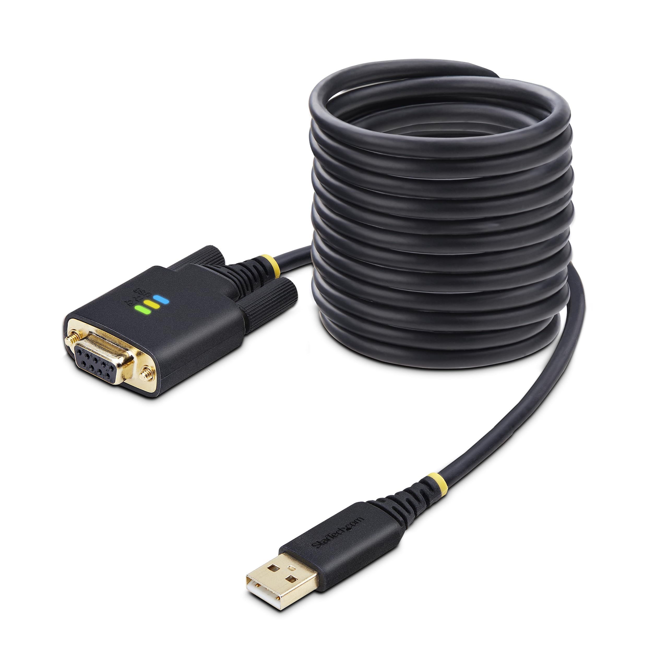 StarTech.com 3 m kabel adaptera szeregowego USB na modem null, zatrzymywanie COM, FTDI, USB-A na RS232, wymienne śruby lub nakrętki DB9
