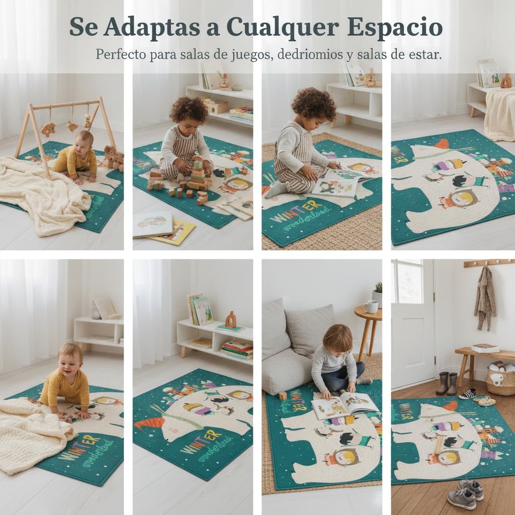 Tappeto per Cameretta Neonati con Animali Cartone Animato, Tappeto Gioco Antiscivolo e Lavabile per Asilo Nido, tappeti, 治愈系卡通1号, 100CM*140CM