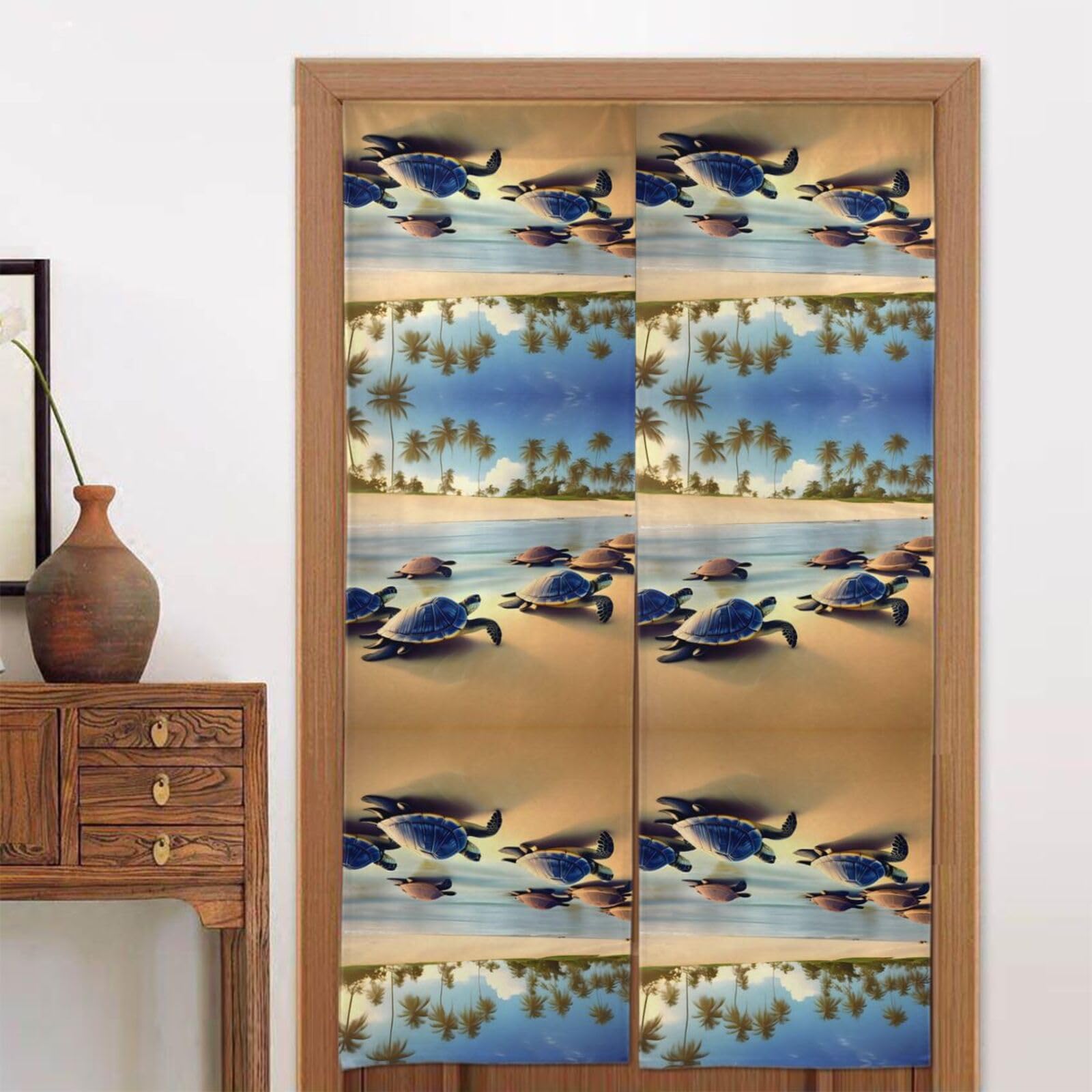 CNTDBU turtles on the beach Door Curtain 34x56 Inch-Room Divider Panel for Privacy, Entryway Screen for Kitchen Bedroom