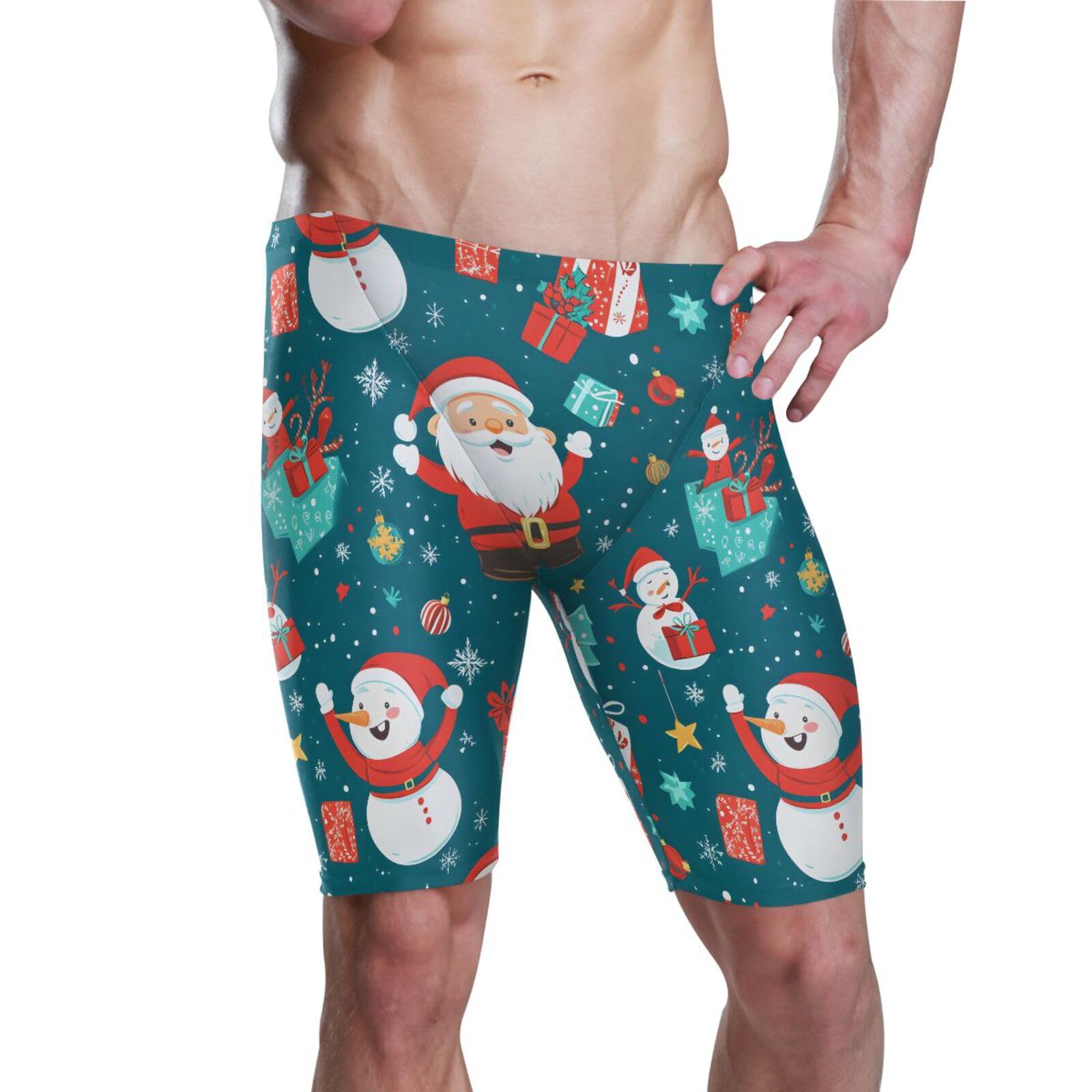 Swimsuit for Men Christmas Two Snowman Red Cardinals Men's Swimsuit Jammer XXL 202b8151