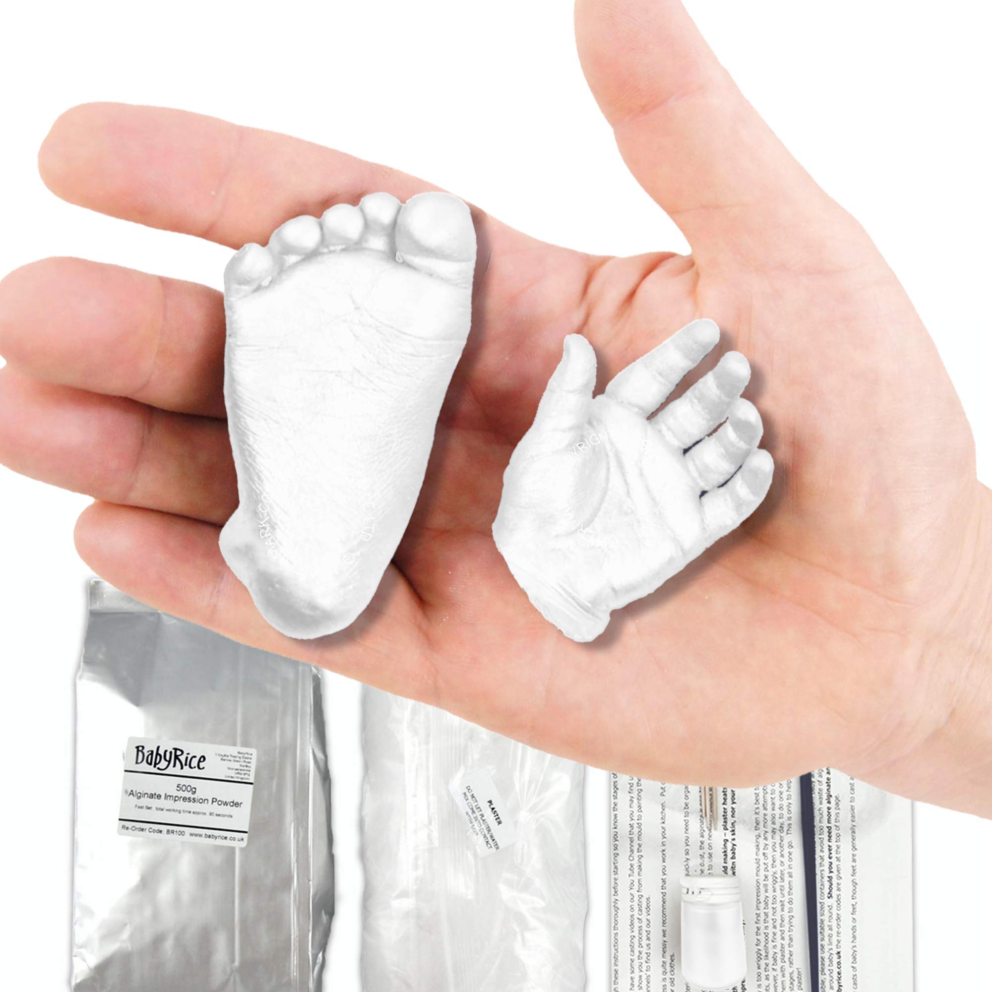 Baby Casting Kit to Make 3D Hand and Foot Plaster Casts by BabyRice (White) โ image 1