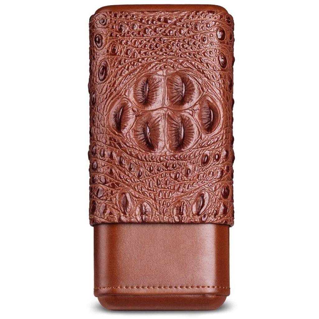 Custodia per sigari in Pelle, 3 Tubi, umidificatore per sigari da Viaggio, Porta sigari Rivestito in Legno, Scatola Portatile da Viaggio per 3 sigari, Mini umidificatore