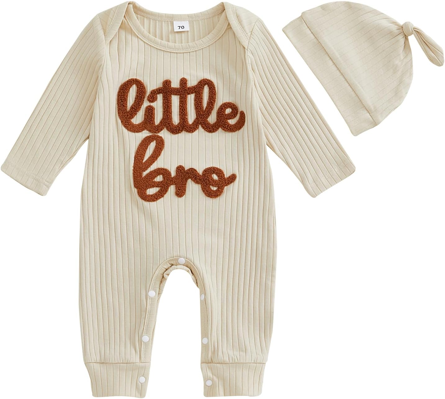 pengnight Newborn Baby Boys Girls Romper Long Sleeve Lil Bro Letter Print Solid Color Bodysuit Jumpsuit