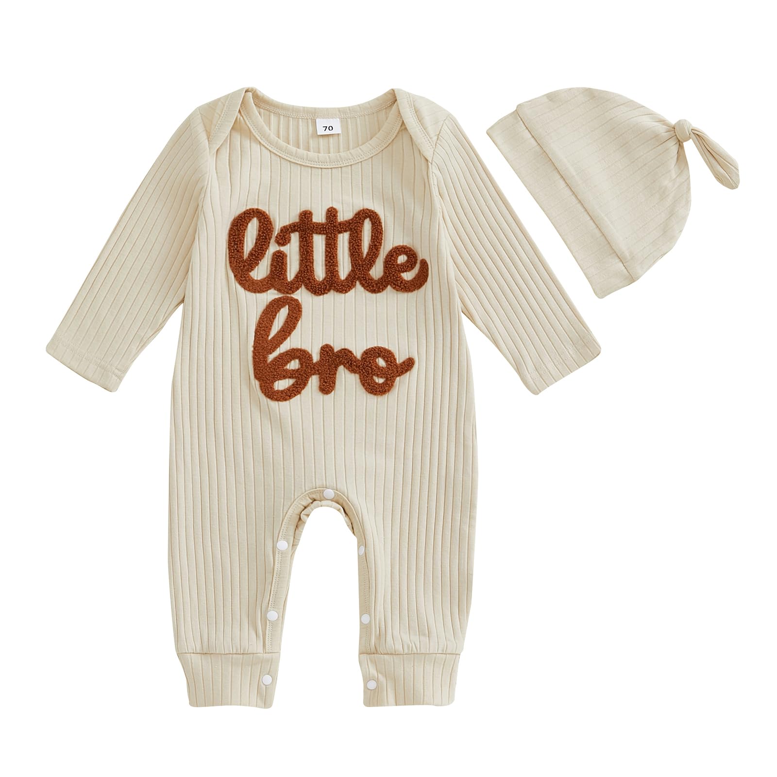 pengnight Newborn Baby Boys Girls Romper Long Sleeve Lil Bro Letter Print Solid Color Bodysuit Jumpsuit