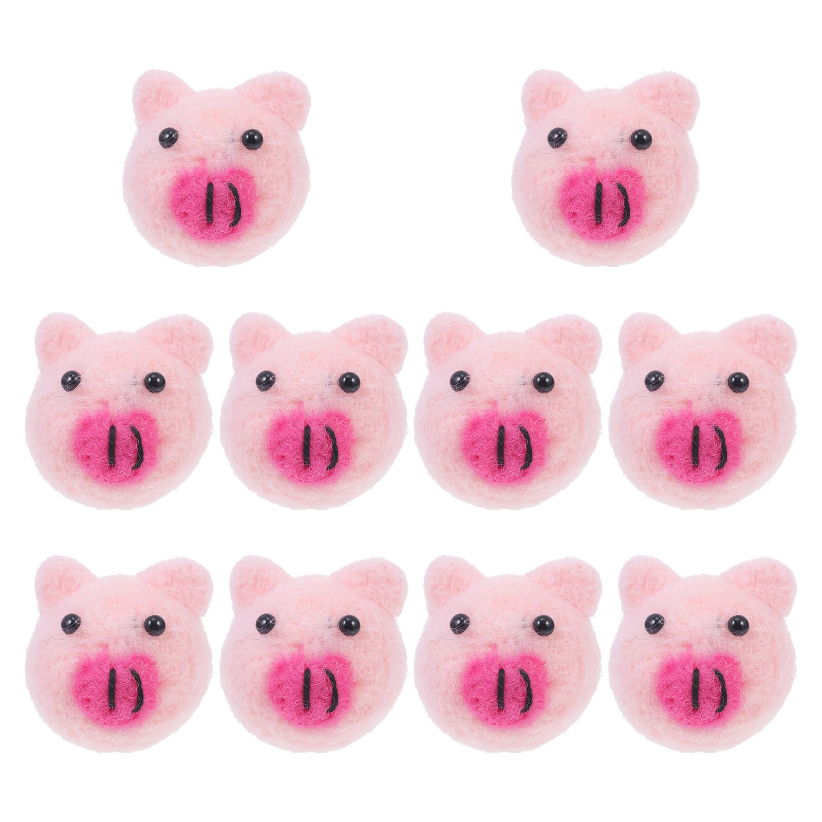 SEWACC 10pcs Wool Felt Pig DIY Accessories Cute Cartoon Ornaments for Hairpins Brooches and Sewing Crafts Safe and Use Materials for Creative Projects