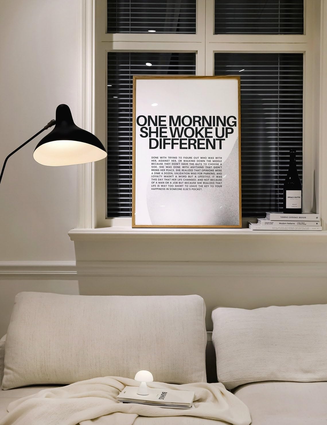 NATVVA One Morning She Woke Up Different Poster Wall Decor Strong Women Quote Canvas Art Prints Painting Picture Artwork Home Decoration for Nursery Bedroom No Frame