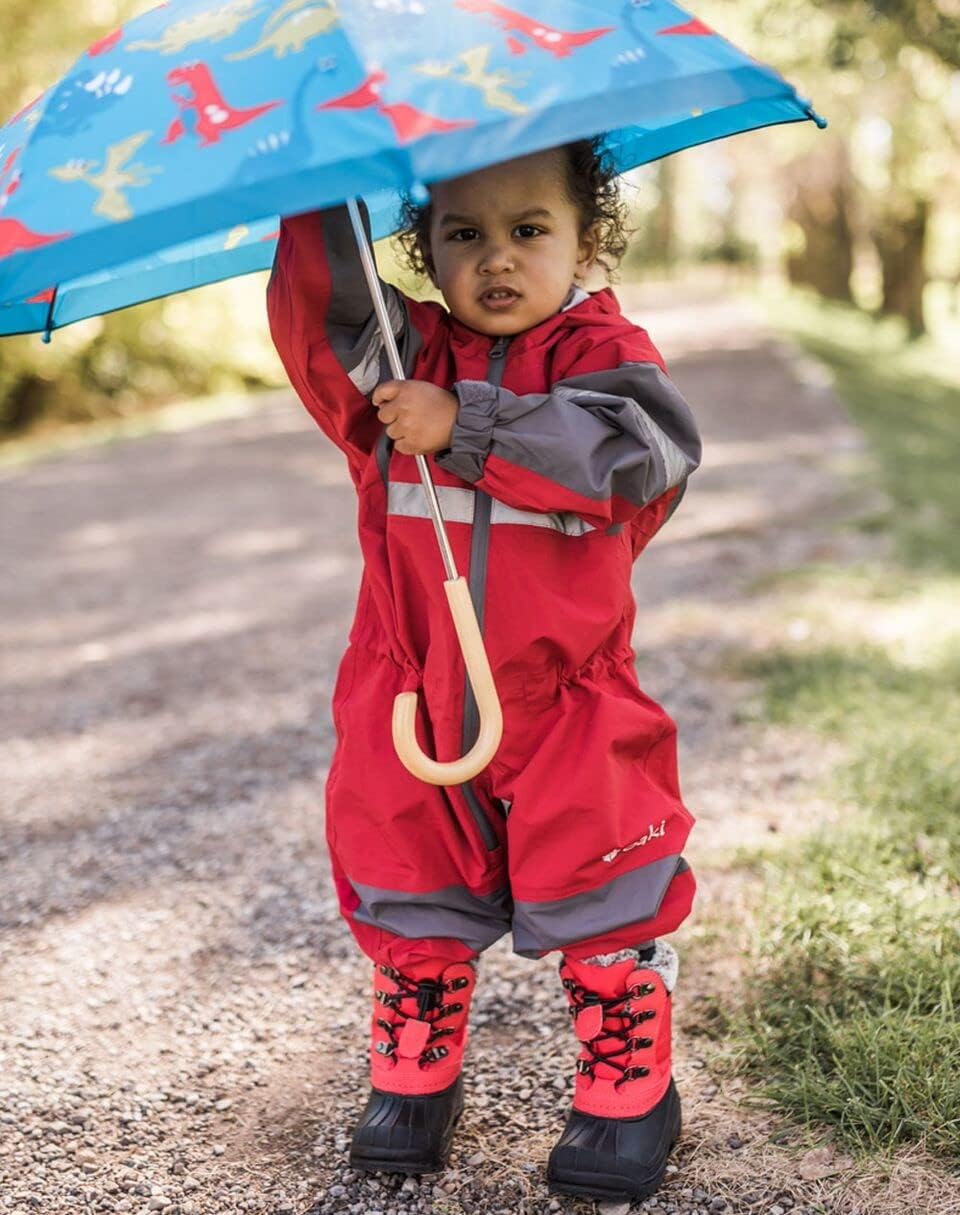 OAKI Rain Suit - The Ultimate Kids & Toddler Rain Suit for Boys & Girls - Perfect Muddy Buddy Rain Overalls Toddler Deep Red, 8-9