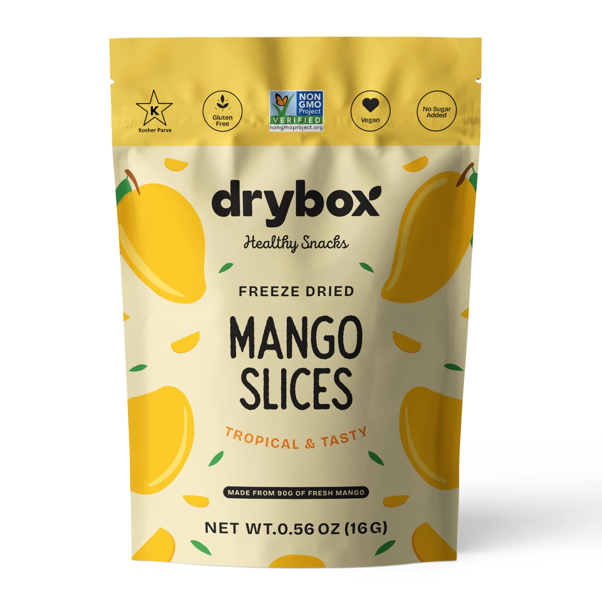 Drybox Freeze Dried Mangos Sliced | 100% Natural Fruit | Freeze Dried Mango Source | No Sugar & Additives | Healthy Snack & Topping for Beverages or
