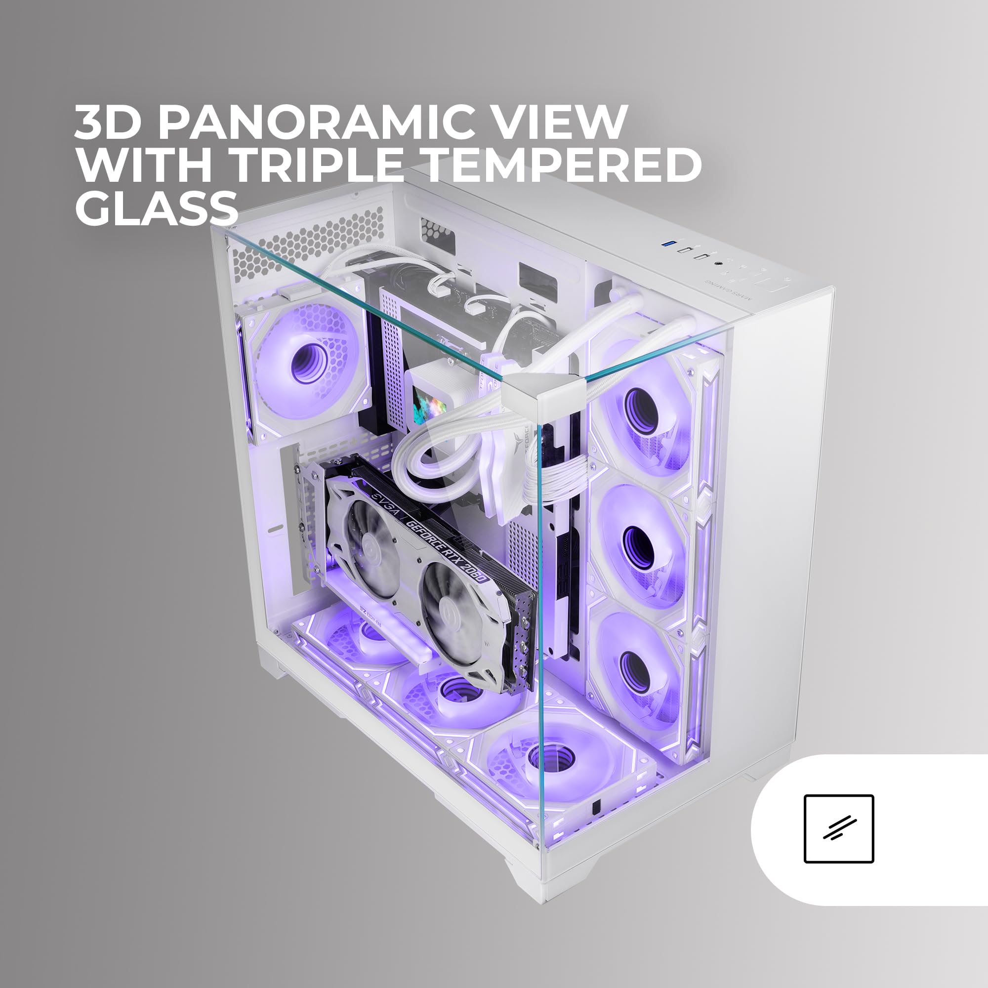 Image secondaire de Boîtier Gaming Mars Gaming MC-VISION ATX en Verre Trempé Blanc