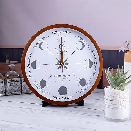 Miniatura 2 de Planeteco Moon Master - Reloj de pared de precisión de fase lunar, seguimiento preciso de la luna y esfera fácil de leer para el ciclo lunar,