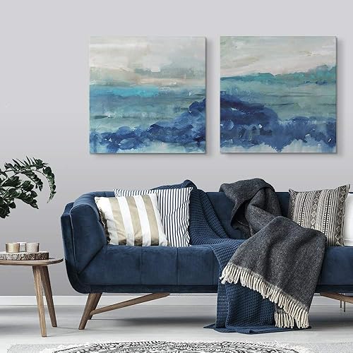 2 piezas Sea Swell lienzo pared arte conjunto de impresiĂłn, azul abstracto decoraciĂłn del hogar 2 piezas Sea Swell lienzo pared arte conjunto de impresiĂłn, azul abstracto decoraciĂłn del hogar