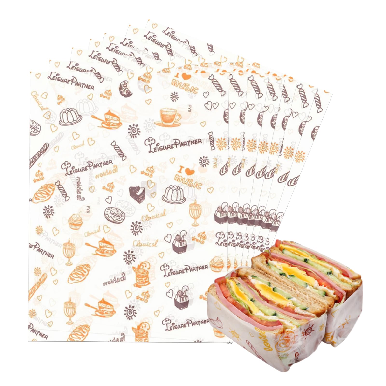 100 Blatt Burger Papier – 38 X 28 Cm, ölbeständig & Wiederverwendbar, Perfekt Für Burger, Sandwiches, Kekse & Fast Food