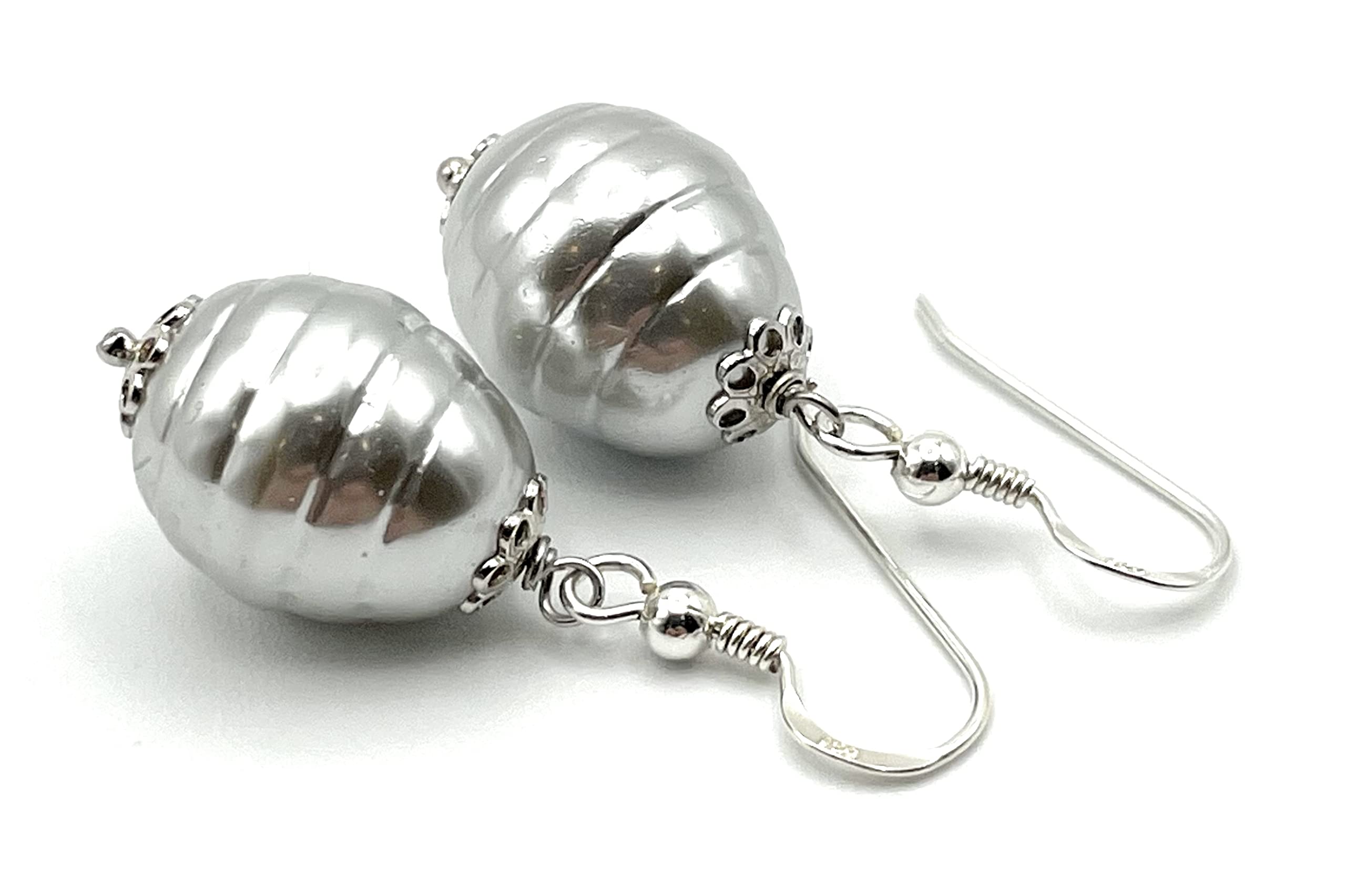 Orecchini con Perle Grigie Barocche, Argento 925, Gioielli Moderni, Bijoux Artigianali, Regalo Festa della Mamma
