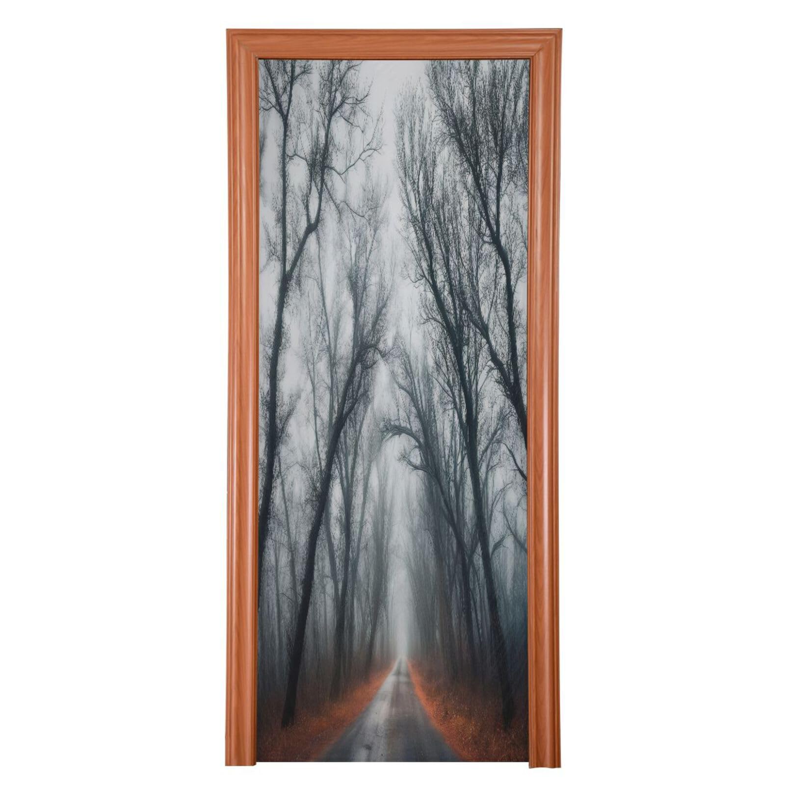 FLildon Road Towards The Cloudy Sky Door Cover Decoration, Party Accessory Porch Decor for Festive Ornament Room Door Covers 32 x 79 Inch