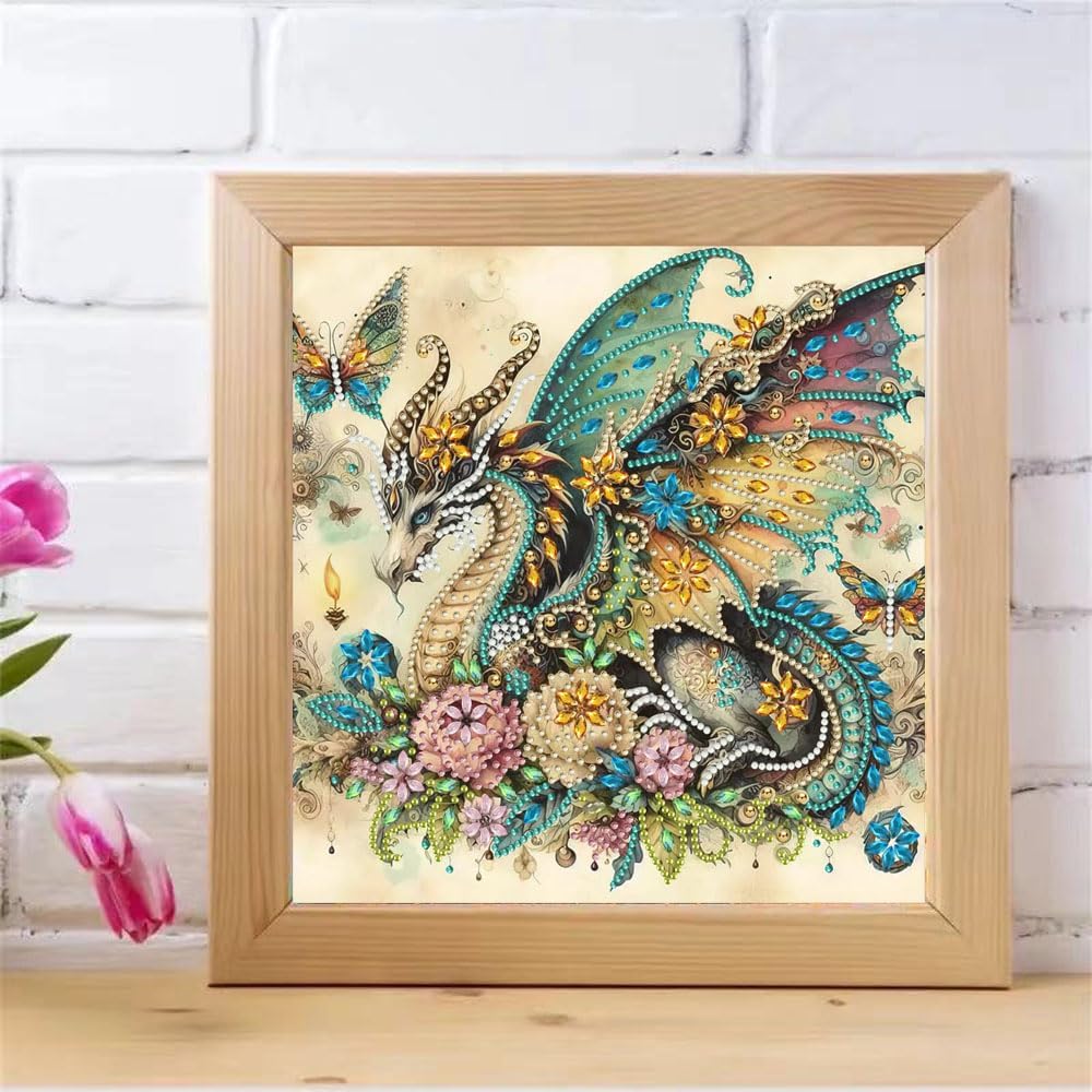 ZQEATRY Dragon Special Shape Diamond Art Kits for Adults,5D Diamond Painting Kits for Beginner,DIY Diamond Crystal Rhinestones Gem Art Kits for Home Wall Decor 11.8 X 11.8inch image 2