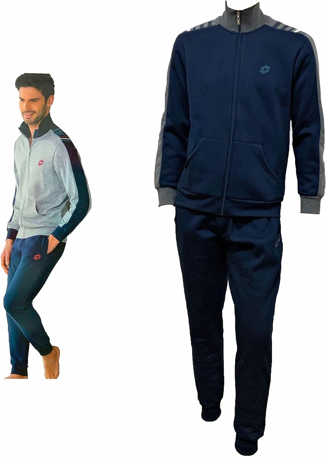 Tuta Felpata Lotto Uomo Con Calze Omaggio - Completa Sportiva Autunno Inverno, Cotone E Poliestere