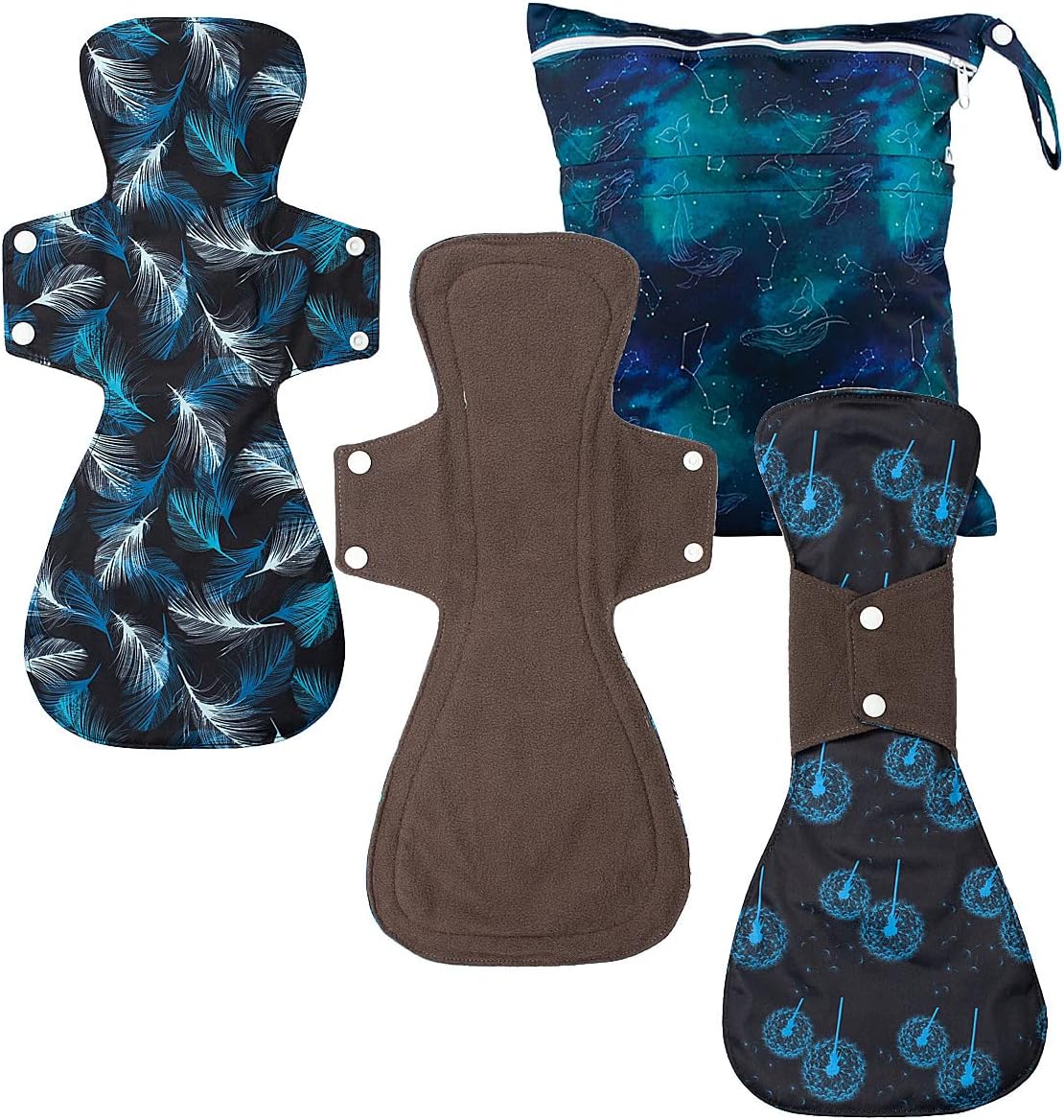 4 Pieces Set 1 piece Medium Wet Bag + 3 Pieces 16 Inch Regular Cloth Mama Cloth/Menstrual Pads/Reusable Sanitary Pads
