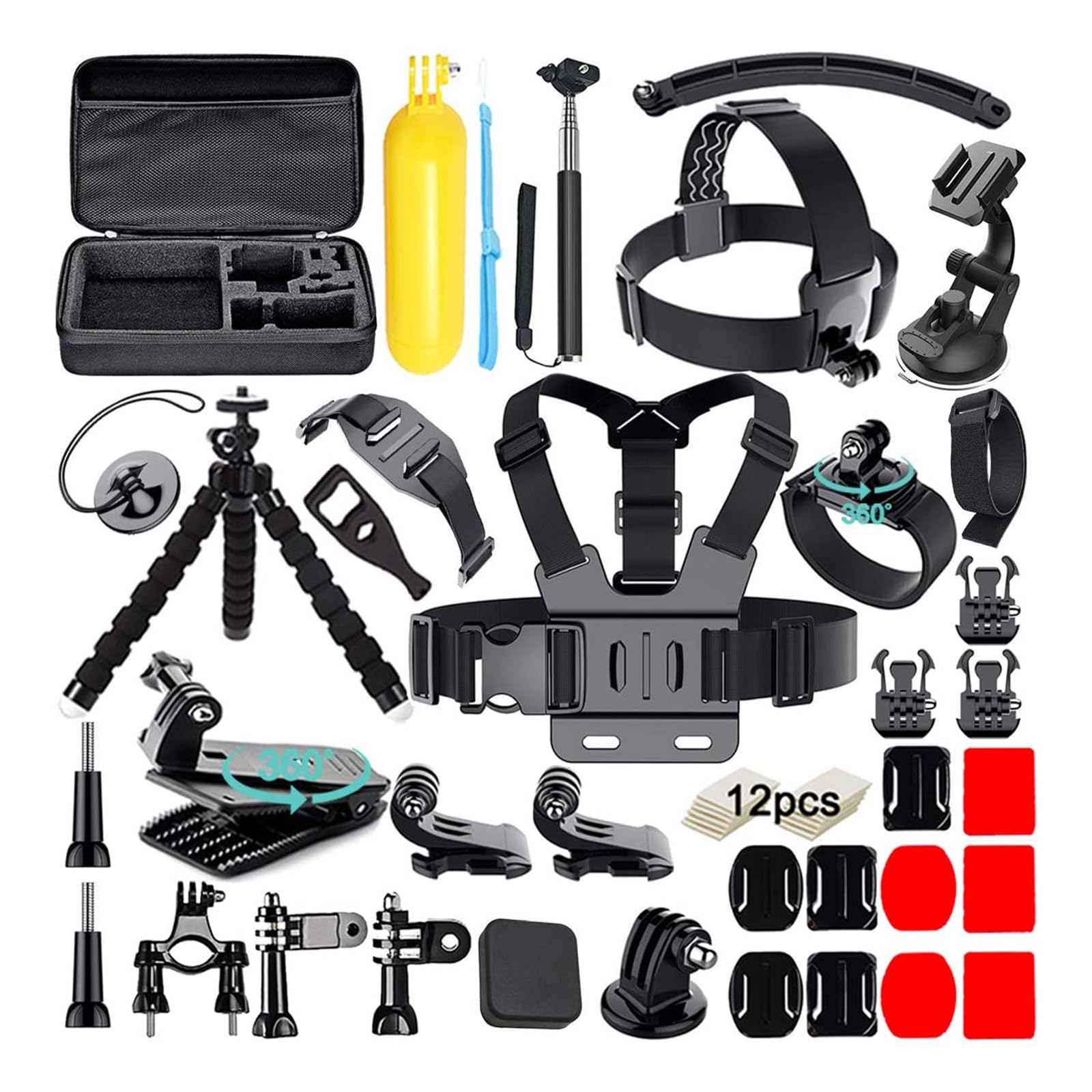 do Gopro12/11/10 Max Osmo, regulowany pas piersiowy do telefonów komórkowych, uchwyt na naczynia z przyssawką, zestaw akcesoriów do kamery sportowej, przenośny uchwyt mobilny do domu/na