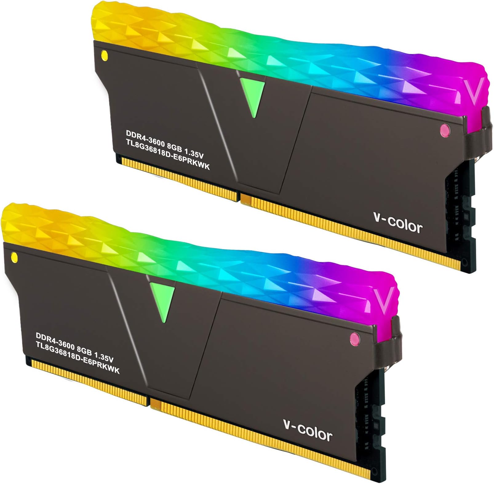 V-COLOR COLOR YOUR LIFE Prism Pro DDR4 16GB (8GBx2) 3600MHz (PC4-28800) CL18 RGB Gaming Desktop Ram Memory Module UDIMM Hynix IC Single Rank - Jet Black (TL8G36818D-E6PRKWK) Visit The STO